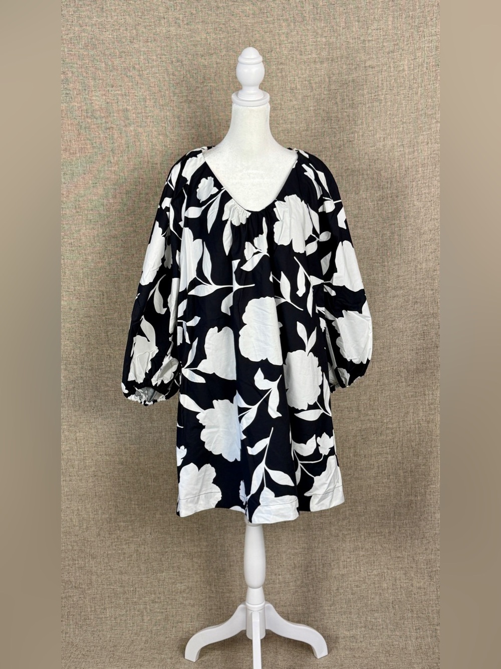 Kate Spade x Target Black and White Floral Balloon Sleeve Mini Dress